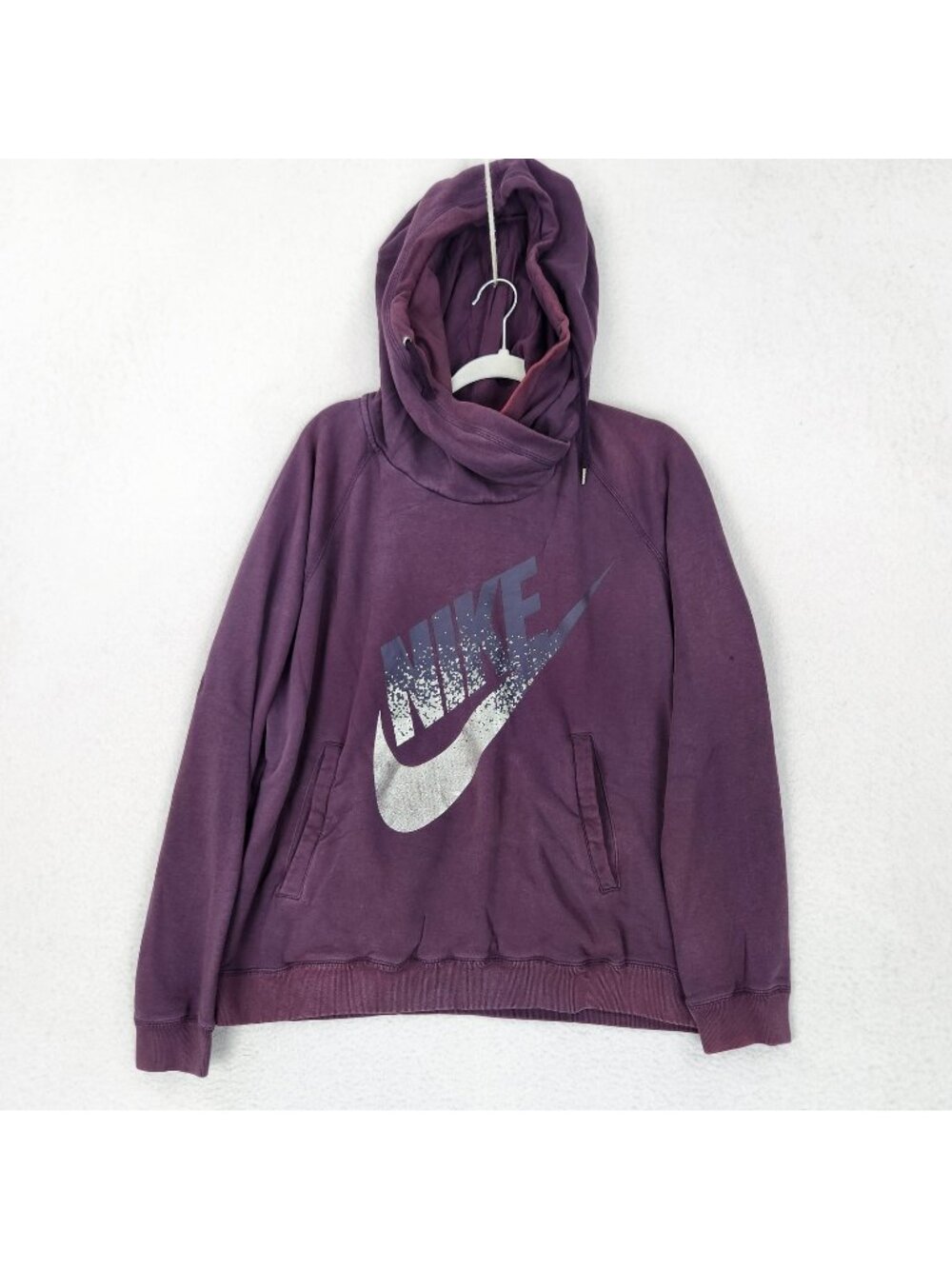 Nike Sweater Womens XL Purple Rally Fleece Cowl Neck Pullover Hoodie Sweatshirt